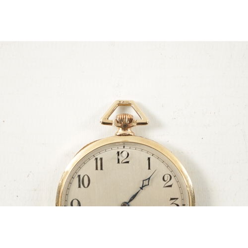 635 - A 1920’S 9CT GOLD VERTEX WATCH CO. OPEN FACED POCKET WATCH having a silvered dial with Arabic numera... 