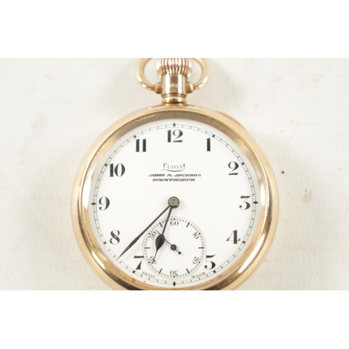 636 - AN EARLY 20TH CENTURY LIMIT 9CT GOLD OPEN-FACED POCKET WATCH the enamel Arabic dial with subsidiary ... 