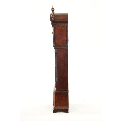 648 - A RARE 18TH CENTURY MAHOGANY POCKET WATCH HOLDER FORMED AS A LIVERPOOL LONGCASE CLOCK with book-matc... 