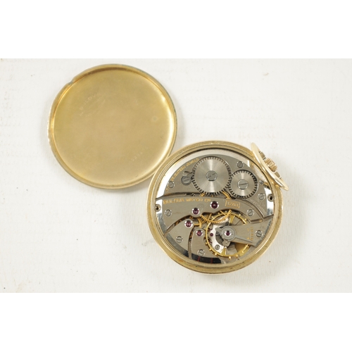 652 - AN ART DECO 10CT ROLLED GOLD BULOVA POCKET WATCH having a silvered dial with gilt Arabic numerals an... 