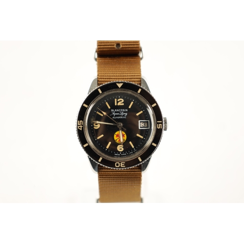 653 - A GENTLEMAN’S 1965 BLANCPAIN AQUA LUNG ‘NO RADIATION’ WRISTWATCH on later canvas strap, the steel ca... 