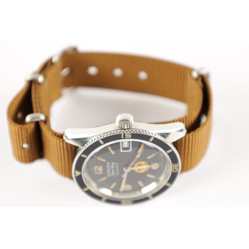 653 - A GENTLEMAN’S 1965 BLANCPAIN AQUA LUNG ‘NO RADIATION’ WRISTWATCH on later canvas strap, the steel ca... 