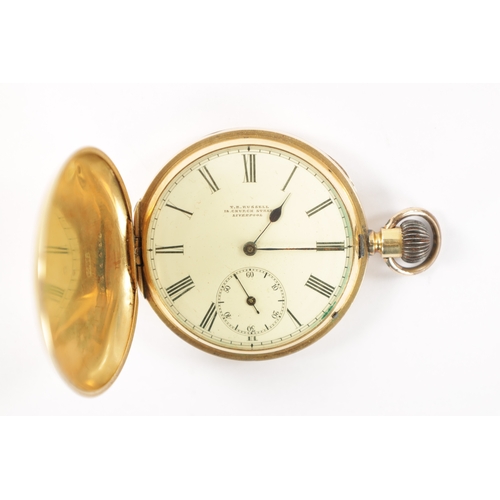 656 - THOMAS R RUSSELL. 18 CHURCH STREET LIVERPOOL, AN 18CT GOLD FULL HUNTER GENTLEMAN'S POCKET WATCH havi... 