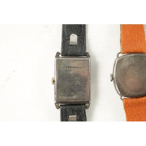 662 - TWO 1920’S SILVER CASED WRISTWATCHES the cushion cased watch signed Buren. Both with manual wind mov... 