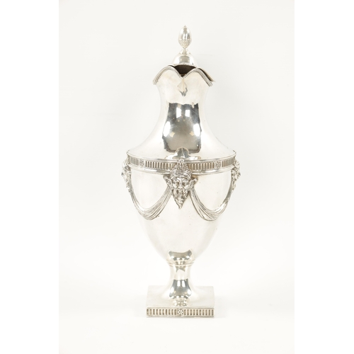 672 - A STYLISH GEORGE III SILVER WINE EWER of crested pedestal form in the classical 'Adam' design with a... 