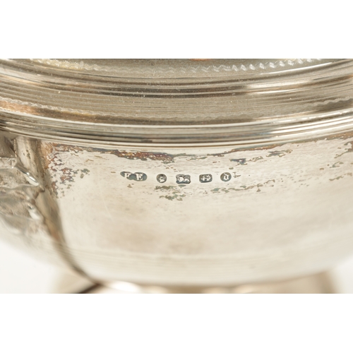 685 - A LARGE LATE 19TH CENTURY SILVER SOUP TUREEN with domed lid finely engraved with two coats of arms, ... 