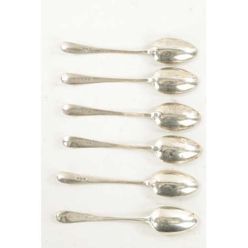 693 - A SET OF SIX GEORGE III SILVER DESERT SPOONS app weight Hester Bateman, London. 1782 and 86. (17.5cm... 