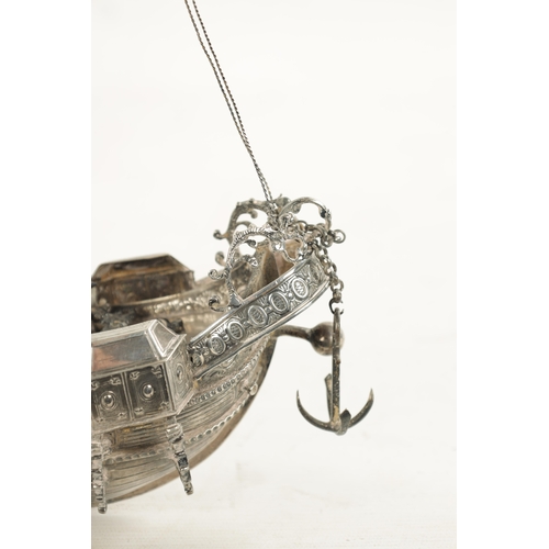 697 - A LATE 19TH CENTURY CONTINENTAL SILVER NEFF WITH ENGLISH IMPORT MARKS the silver two-masted ship wit... 