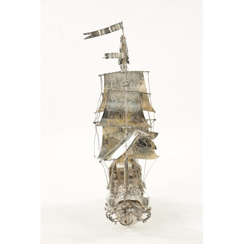 697 - A LATE 19TH CENTURY CONTINENTAL SILVER NEFF WITH ENGLISH IMPORT MARKS the silver two-masted ship wit... 