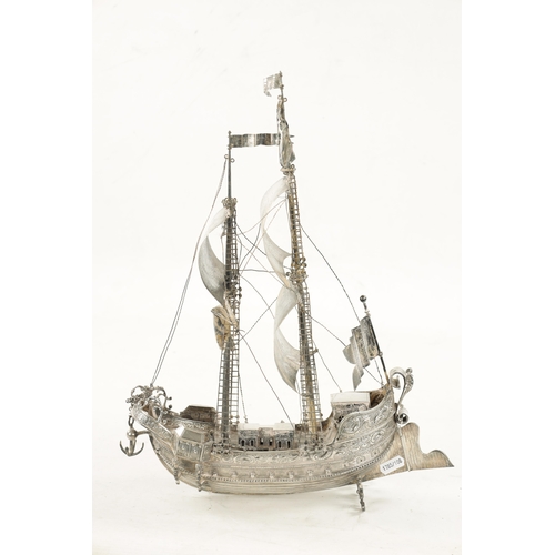 697 - A LATE 19TH CENTURY CONTINENTAL SILVER NEFF WITH ENGLISH IMPORT MARKS the silver two-masted ship wit... 