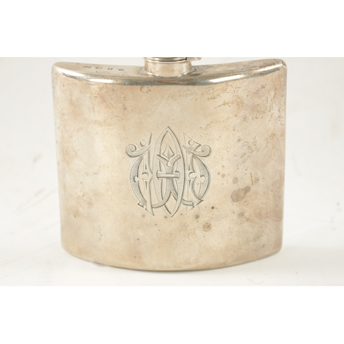 698 - A LATE 19TH CENTURY SILVER HIPFLASK with engraved monogram app weight 174g - George White, Birmingha... 