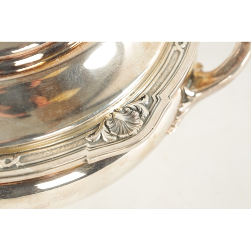 706 - A 19TH CENTURY CONTINENTAL SILVER TWO-HANDLED LIDDED VEGETABLE DISH of squat bulbous, form the rim h... 