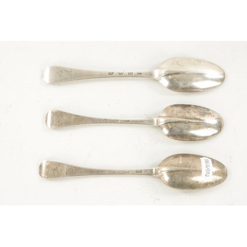 720 - A QUEEN ANNE SILVER RATTAIL TABLESPOONS and two others, A Queen Anne spoon by Isaac Davenport, Londo... 