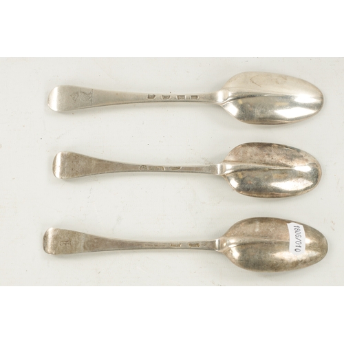 720 - A QUEEN ANNE SILVER RATTAIL TABLESPOONS and two others, A Queen Anne spoon by Isaac Davenport, Londo... 