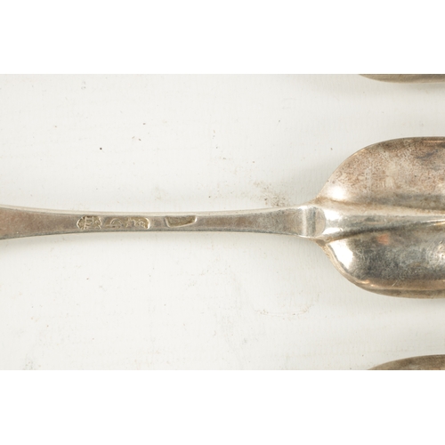 720 - A QUEEN ANNE SILVER RATTAIL TABLESPOONS and two others, A Queen Anne spoon by Isaac Davenport, Londo... 