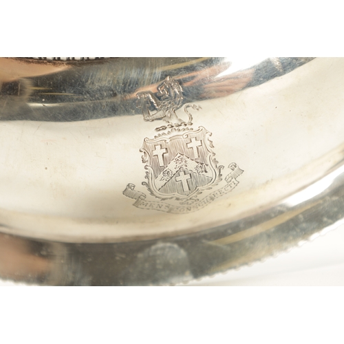 723 - A GOOD PAIR OF PAUL STORR CIRCULAR SILVER ENTREE DISHES OF LARGE SIZE the double-crested gadroon-edg... 