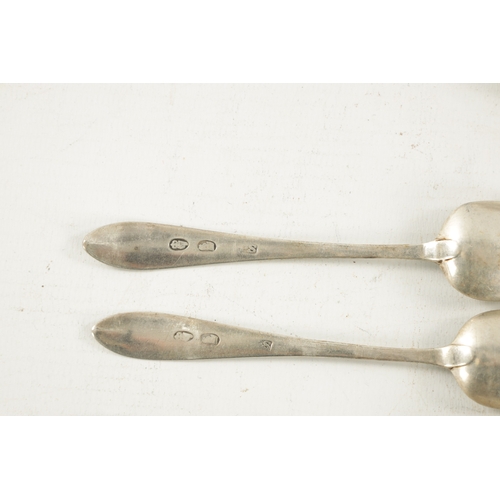 725 - A SET OF SIX GEORGE III IRISH SILVER DESSERT SPOONS John Kelly, Dublin. 1781. Together with a SET OF... 