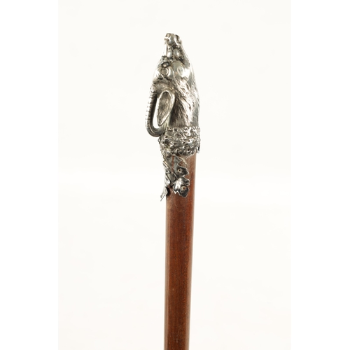 746 - AN EARLY 20TH CENTURY CONTINENTAL SILVER-HANDLED WALKING CANE modelled as a chamois head on hardwood... 