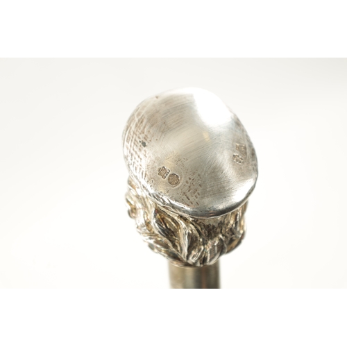 768 - A 20TH CENTURY ITALIAN SILVER PLATE FIGURAL TOPPED WALKING STICK formed as a fisherman's head on an ... 