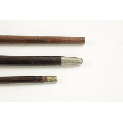 774 - A COLLECTION OF THREE LATE 19TH CENTURY SILVER TOPPED WALKING STICKS two with scaley patterns, the o... 