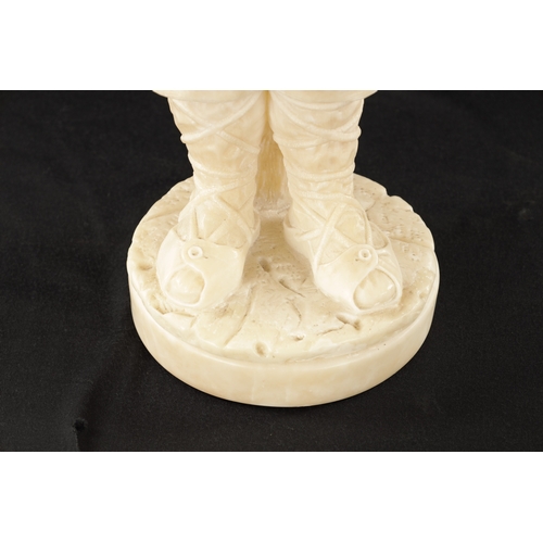 1000 - A 19TH CENTURY CARVED ALABASTER FIGURE OF A BOY PLAYING AN INSTRUMENT (54cm high )