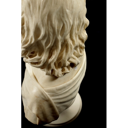 1006 - A 19TH CENTURY CARVED CARRERA MARBLE ITALIAN BUST depicting a young lady (58cm high)