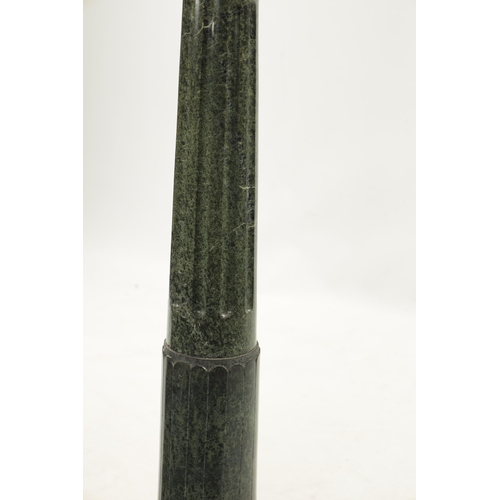 1019 - ANTICO VERDE MARBLE REEDED COLUMN with square top and moulded octaganal base (109cm high)