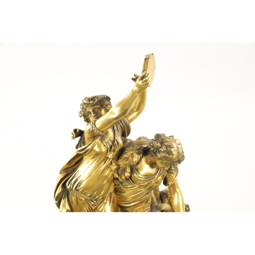 1030 - AFTER CLAUDE MICHEL CLODION, A 19TH CENTURY GILT BRONZE FIGURAL SCULPTURE depicting dancing females ... 