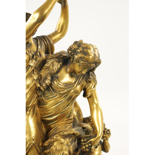 1030 - AFTER CLAUDE MICHEL CLODION, A 19TH CENTURY GILT BRONZE FIGURAL SCULPTURE depicting dancing females ... 