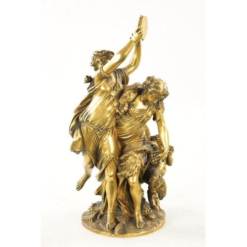 1030 - AFTER CLAUDE MICHEL CLODION, A 19TH CENTURY GILT BRONZE FIGURAL SCULPTURE depicting dancing females ... 