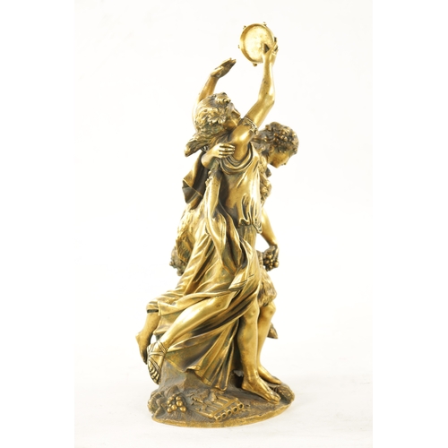 1030 - AFTER CLAUDE MICHEL CLODION, A 19TH CENTURY GILT BRONZE FIGURAL SCULPTURE depicting dancing females ... 