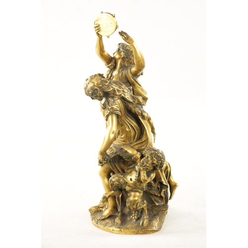 1030 - AFTER CLAUDE MICHEL CLODION, A 19TH CENTURY GILT BRONZE FIGURAL SCULPTURE depicting dancing females ... 