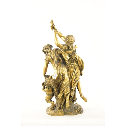 1030 - AFTER CLAUDE MICHEL CLODION, A 19TH CENTURY GILT BRONZE FIGURAL SCULPTURE depicting dancing females ... 