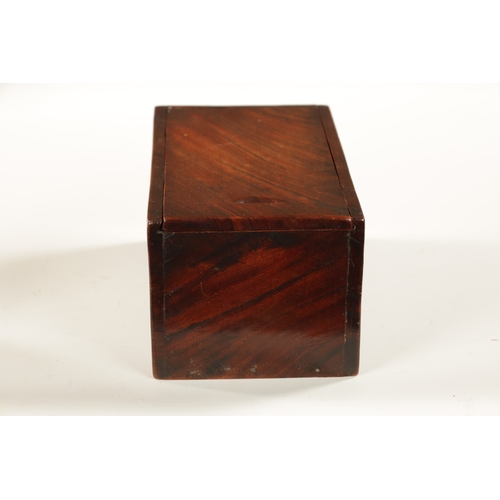 1063 - A GEORGE III FIGURED ELM CANDLE BOX OF FINE COLOUR AND PATINA of rectangular form with slide off lid... 