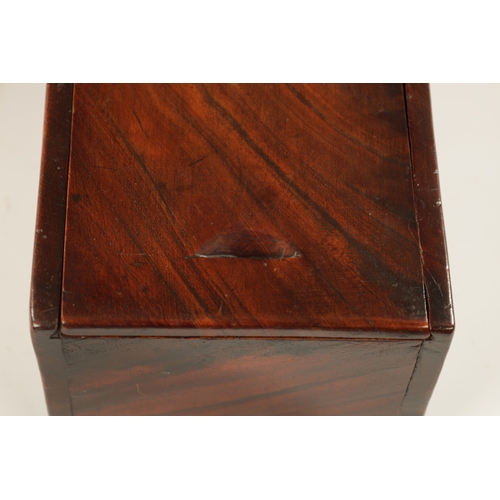 1063 - A GEORGE III FIGURED ELM CANDLE BOX OF FINE COLOUR AND PATINA of rectangular form with slide off lid... 