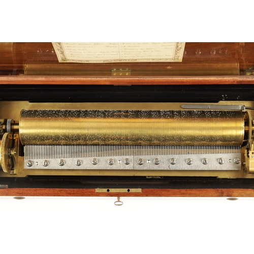 1102 - A FINE SWISS NICOLE FRERES 18-AIR CYLINDRICAL MUSIC BOX with rosewood inlaid case and hinged lid ope... 