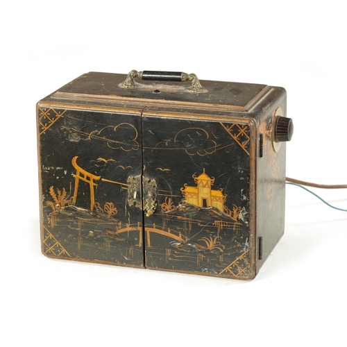 1105 - A RARE 1930’S CHINESE CHEST ‘ORIENTAL GARDEN’ EMERSON RADIO the case with chinoiserie lacquered deco... 