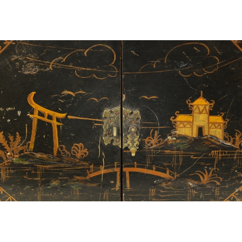 1105 - A RARE 1930’S CHINESE CHEST ‘ORIENTAL GARDEN’ EMERSON RADIO the case with chinoiserie lacquered deco... 