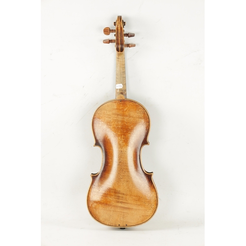 1109 - AN ANTIQUE VIOLIN with one-piece back and old label (Back measures 36.2cm )