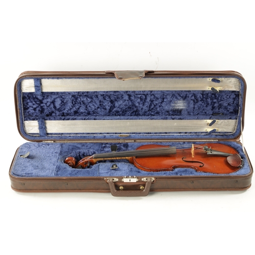 1112 - A CASED VIOLIN LABELLED JEAN BAPTISTE COLIN, ANNEE 1901 with two piece back (Length of back is 36cm)