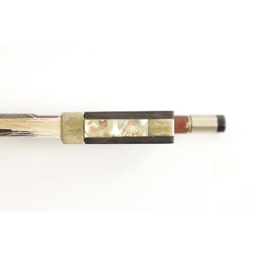 1118 - AN OLD VIOLIN BOW SIGNED TOURTE, with ebony and abalone shell frog (73.6cm long)