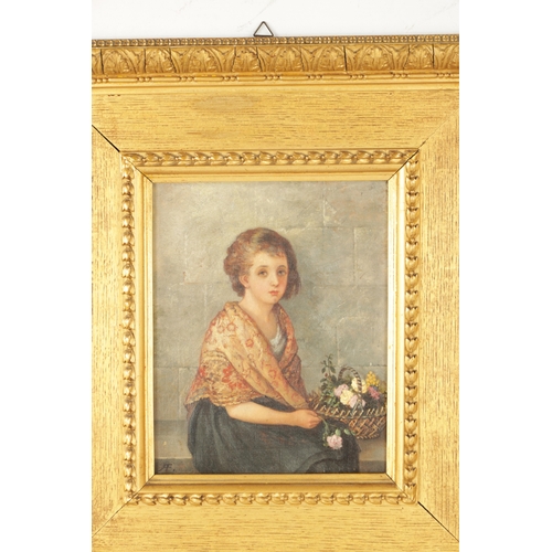 1121 - ALBERTA FRANK (BRITISH ACTIVE 1877). A LATE 19TH CENTURY OIL ON CANVAS depicting a young girl with f... 