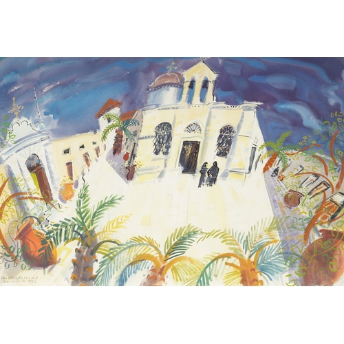 1137 - IAN WEATHERHEAD RIBA (BORN 1932), WATERCOLOUR. Titled 'Chania, Crete 1996', signed lower left - moun... 