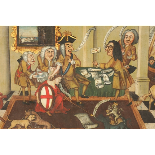 1139 - A RARE 18TH CENTURY SATIRICAL OIL ON CANVAS SIGNED VANDER SMOKEHIN 'The Court Fright' a satire on th... 