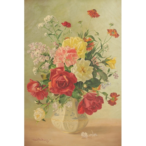 1147 - ALBERT WILLIAMS (1922-2010). A PAIR OF STILL LIFE OIL ON CANVAS. signed - in gilt swept frames (50.5... 