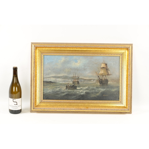 1174 - H. DARBY. 20TH CENTURY OIL ON BOARD. Seascape on the Dover coast signed lower right - in gilt moulde... 