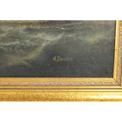 1174 - H. DARBY. 20TH CENTURY OIL ON BOARD. Seascape on the Dover coast signed lower right - in gilt moulde... 