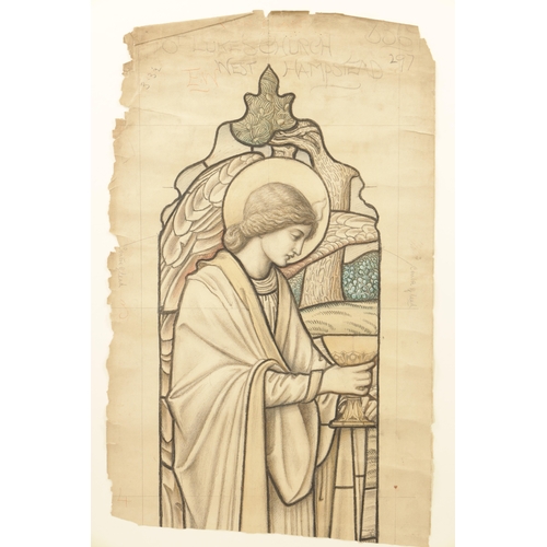 1185 - A LATE 19TH CENTURY PRE-RAPHAELITE ORIGINAL DRAWING FOR A STAINED GLASS WINDOW IN THE MANNER OF SIR ... 