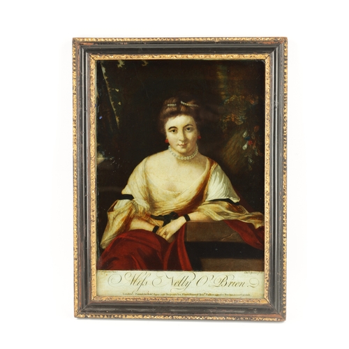 1188 - AN 18TH CENTURY REVERSE PAINTED MEZZOTINT after Charles Spooner and depicting 'Miss Nelly O'Brien'. ... 