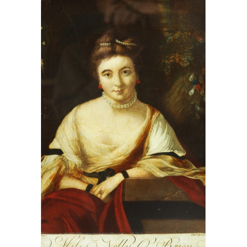 1188 - AN 18TH CENTURY REVERSE PAINTED MEZZOTINT after Charles Spooner and depicting 'Miss Nelly O'Brien'. ... 